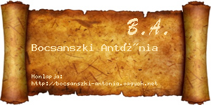 Bocsanszki Antónia névjegykártya
